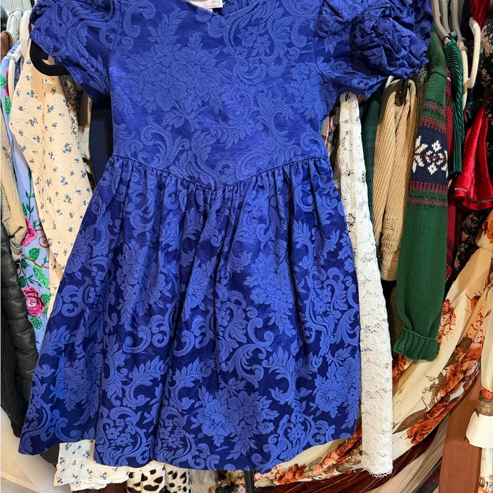 Jessica McClintock Blue Floral Kids Dress